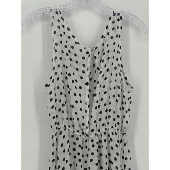 Triple Cherry Polka Dot Sleeveless High Low Dress White Black Casual Small - Picture 5 of 11